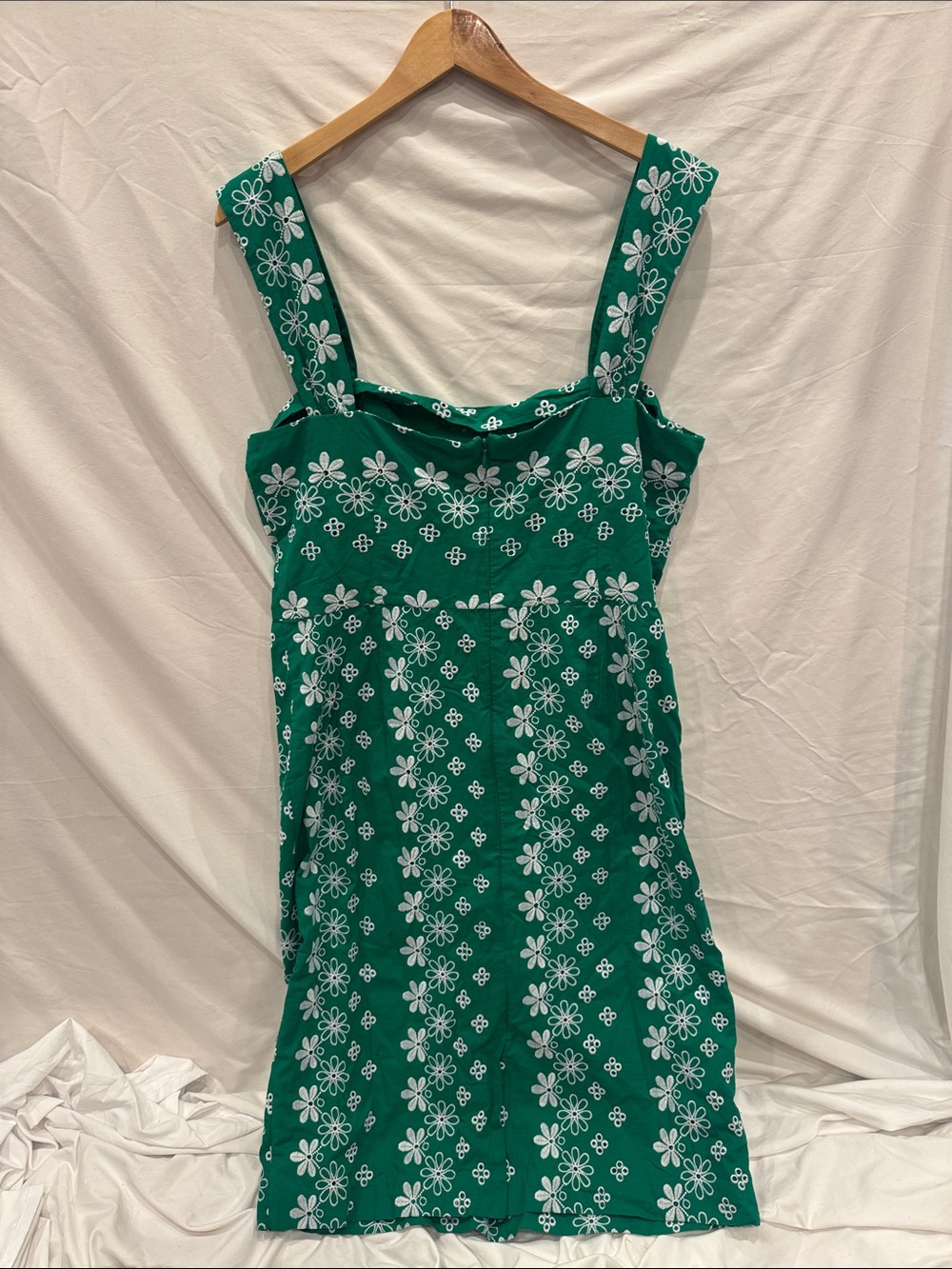 Ann Taylor Green Floral 100% Cotton Sundress, Size 14 - Picture 3 of 4